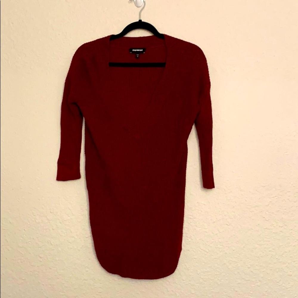 V neck long sweater